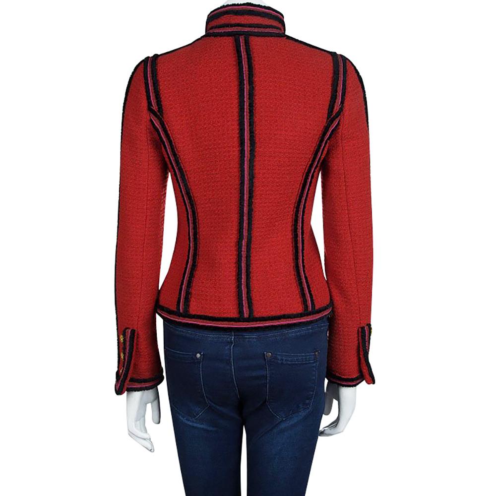 Chanel Iconic CC Eagle Buttons Classic Red Tweed Jacket 34 FR 3