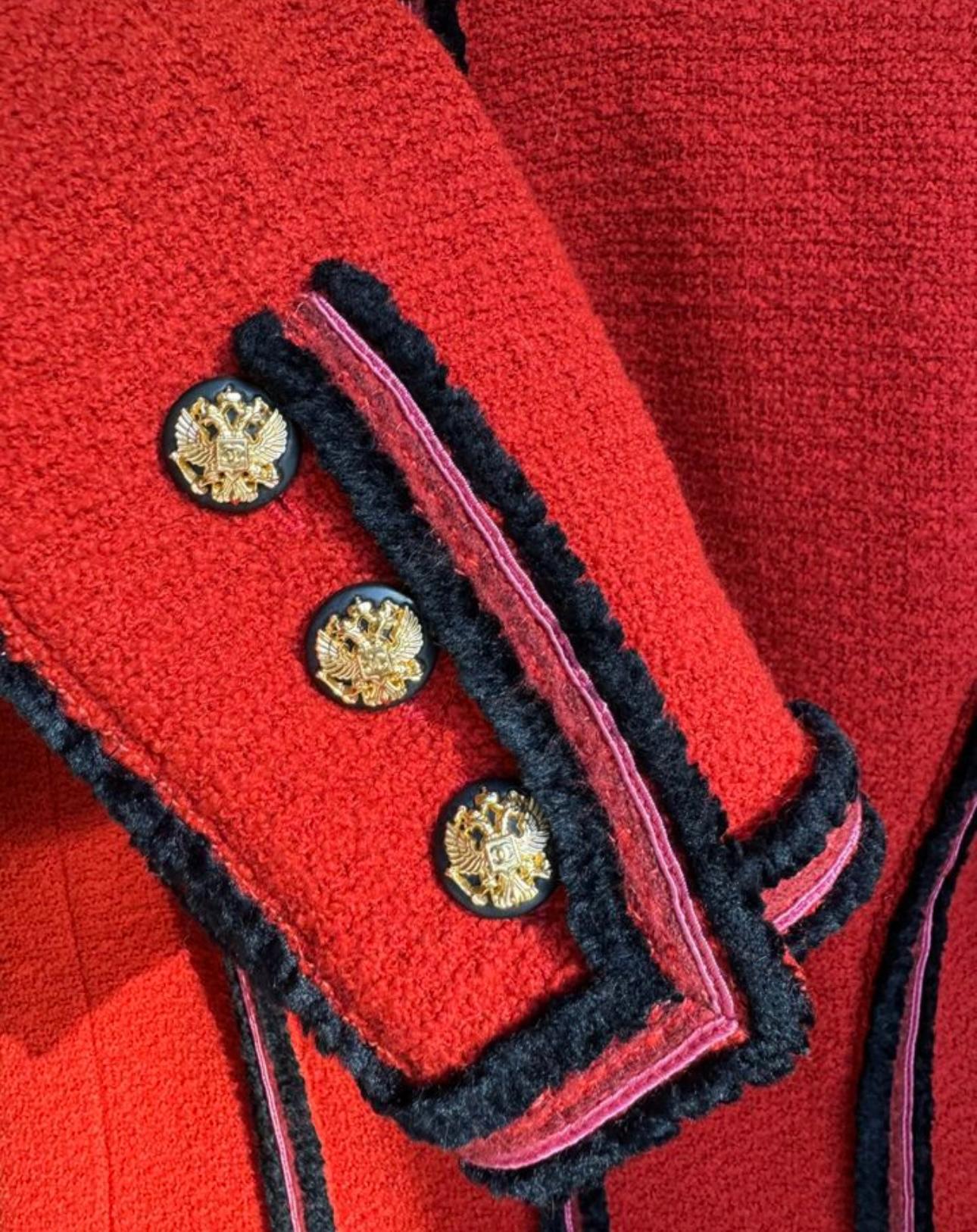 Chanel Iconic CC Eagle Buttons Classic Red Tweed Jacket 34 FR 5