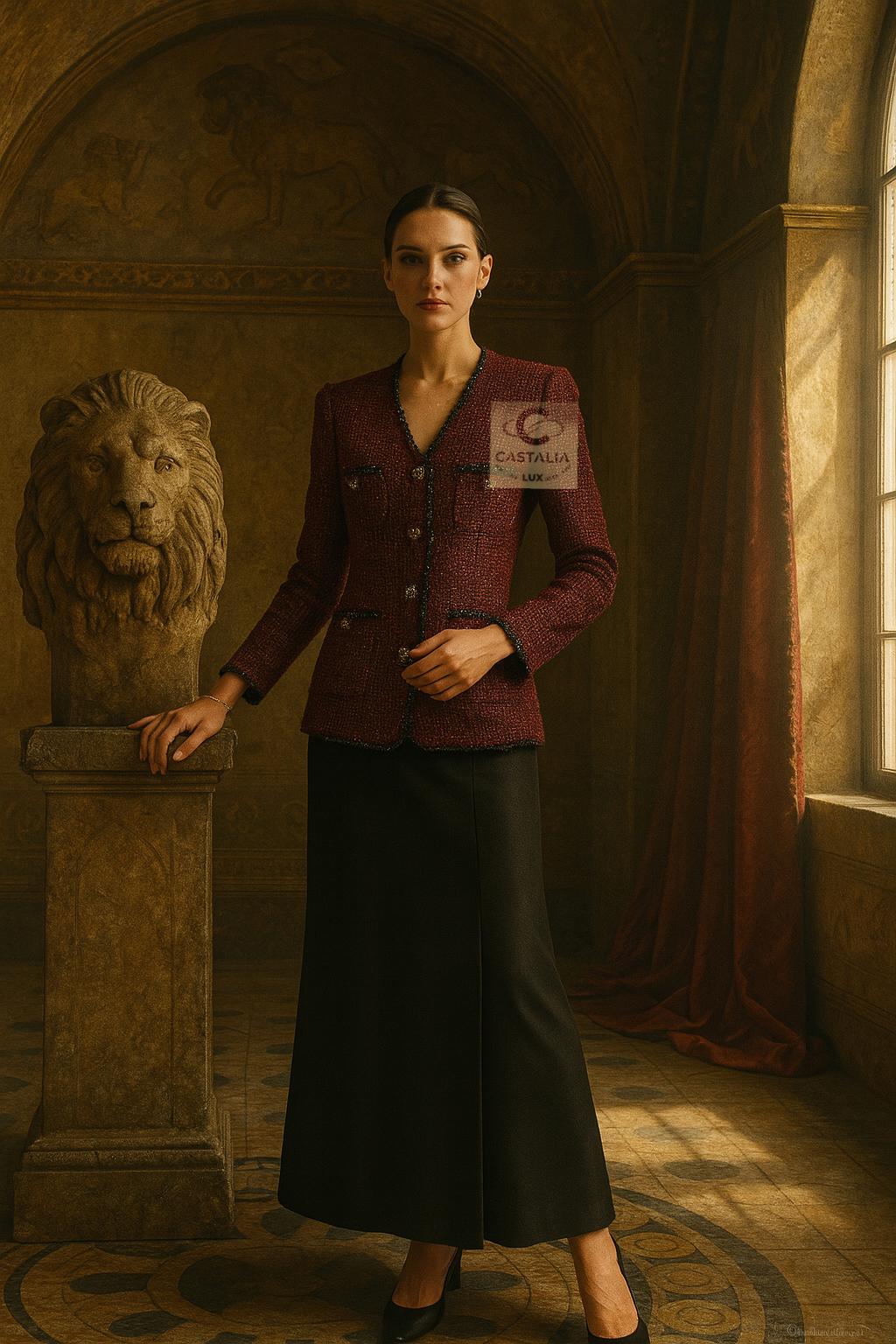 Chanel Iconic CC Gripoix Buttons Burgundy Tweed Jacket 40 FR in vendita 3