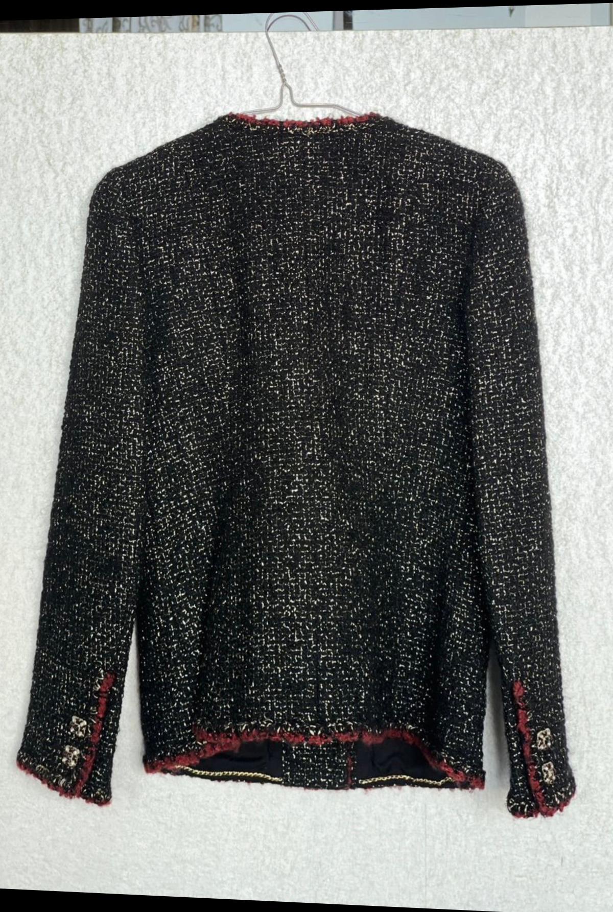 Chanel Iconic CC Jewel Buttons Black Tweed Jacket  For Sale 8