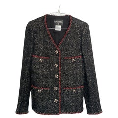 Chanel Iconic CC Jewel Buttons Black Tweed Jacket 