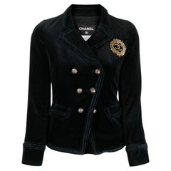 Chanel Iconic CC Jewel Weizen-Patch-Jacke aus schwarzem Samt mit schwarzem Patch