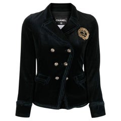 Chanel Iconic CC Jewel Wheat Patch Veste en velours noir