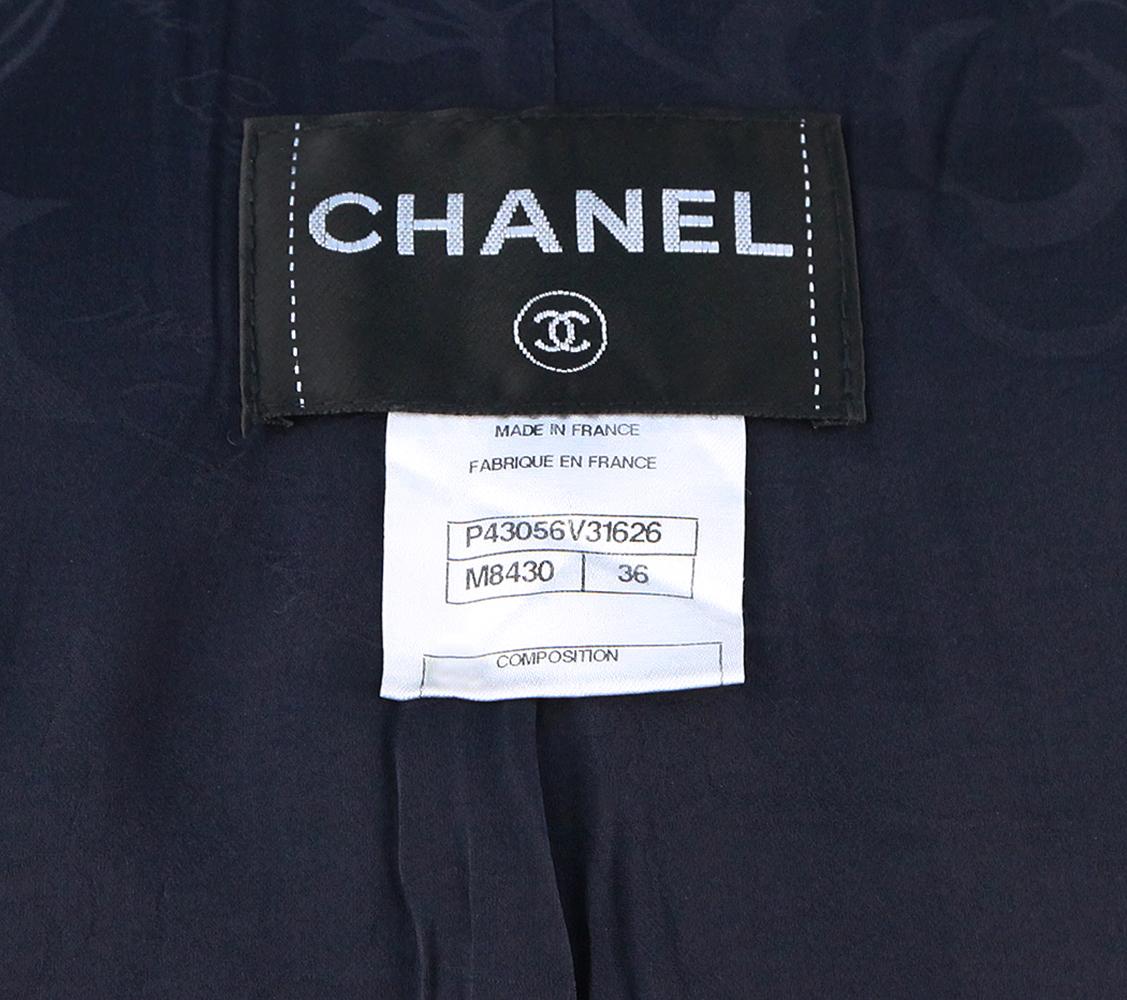 Chanel Iconic CC Logo Patch Navy Tweed Jacket 36 FR 5