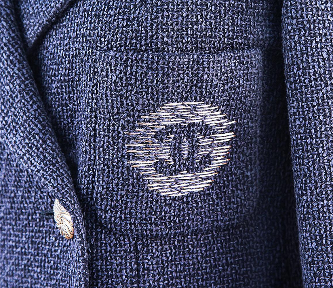 Chanel Iconic CC Logo Patch Navy Tweed Jacket 36 FR 2