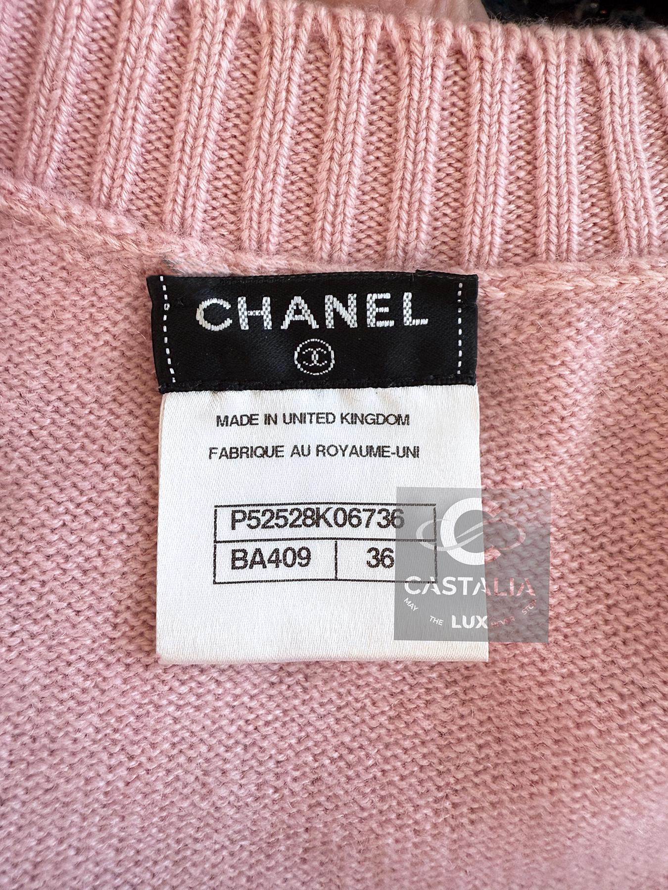 Chanel Iconic CC Turlock Cardigan in Pastel Pink 36 FR For Sale 7