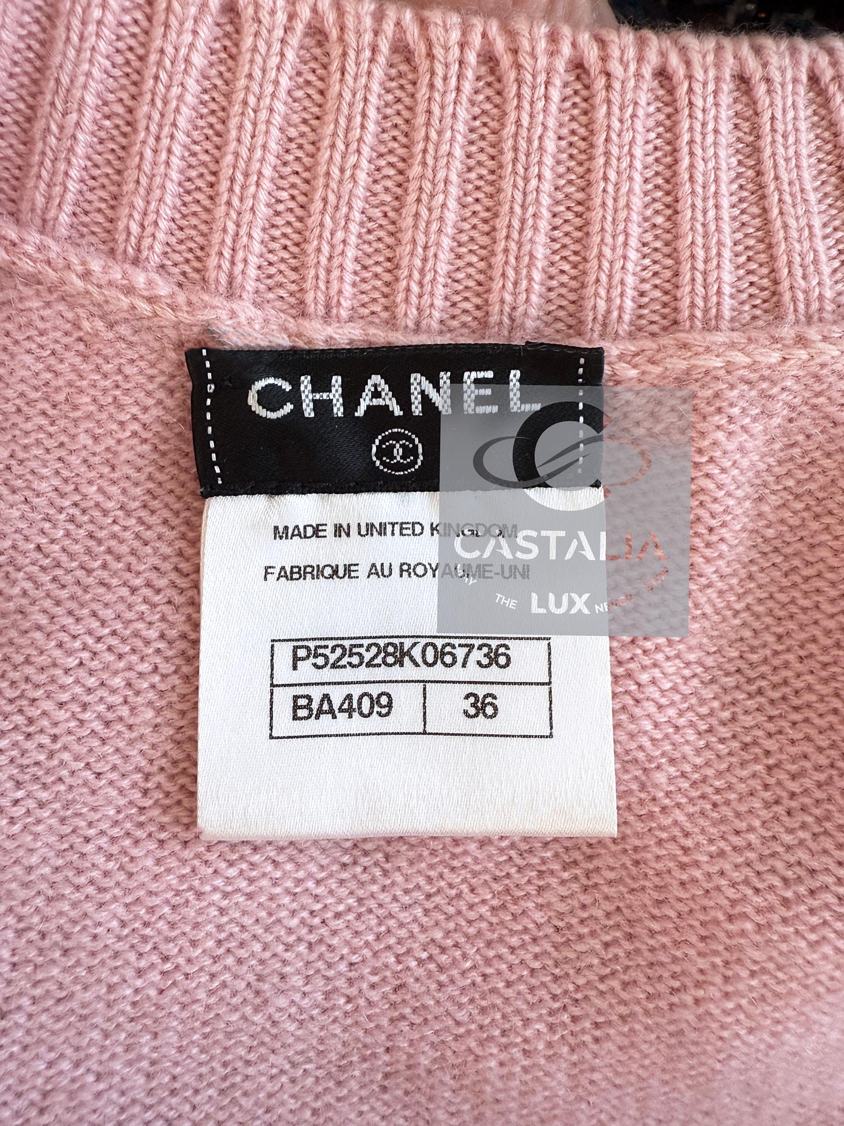 Chanel Iconic CC Turlock Cardigan in Pastel Pink 36 FR 11