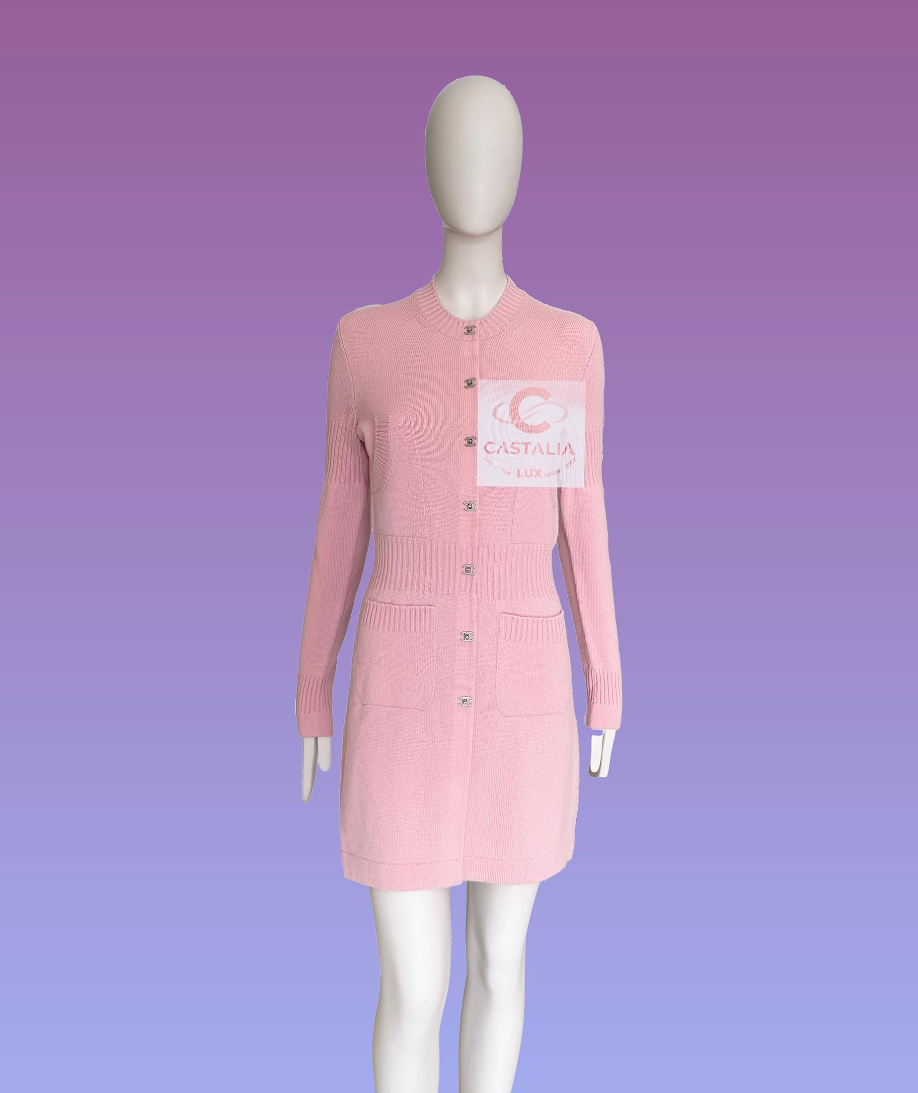 Beige Chanel Iconic CC Turlock Cardigan in Pastel Pink 36 FR