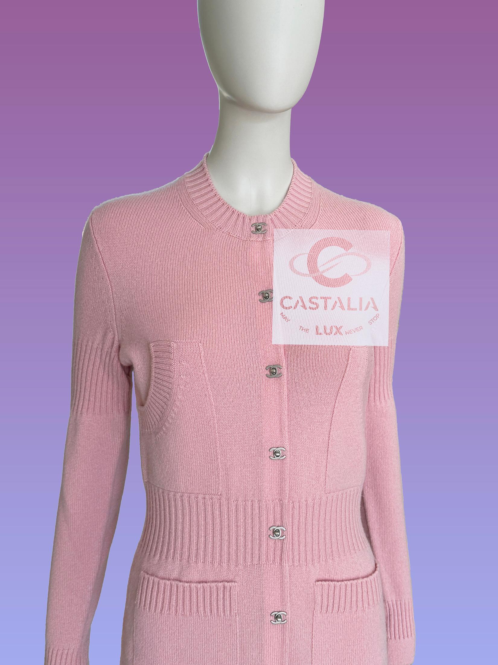 Chanel Iconic CC Turlock Cardigan in Pastel Pink 36 FR 4