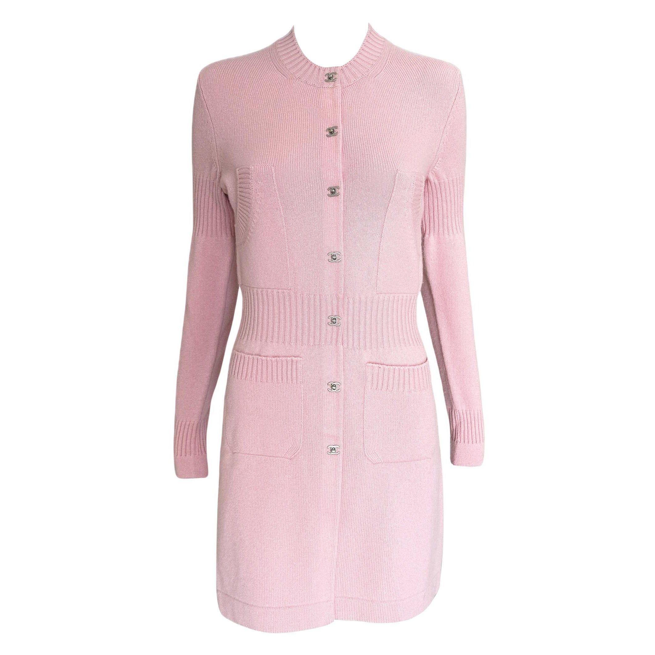 Chanel Iconic CC Turlock Cardigan in Pastel Pink 36 FR