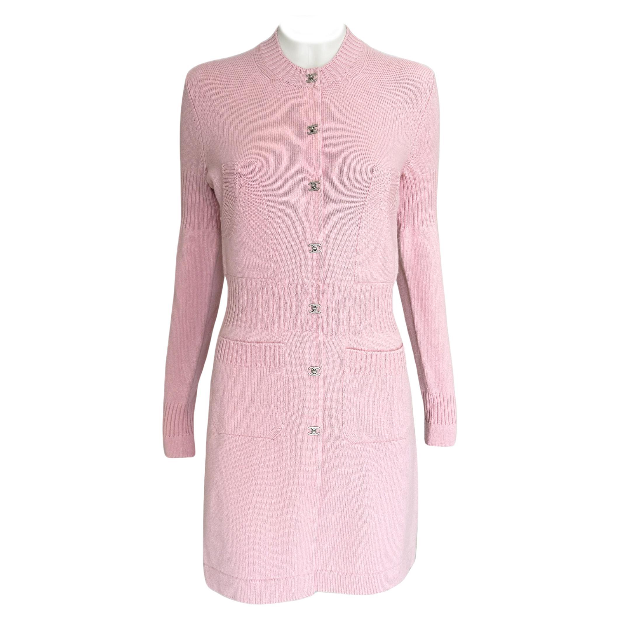 Chanel Iconic CC Turlock Cardigan in Pastel Pink 36 FR For Sale