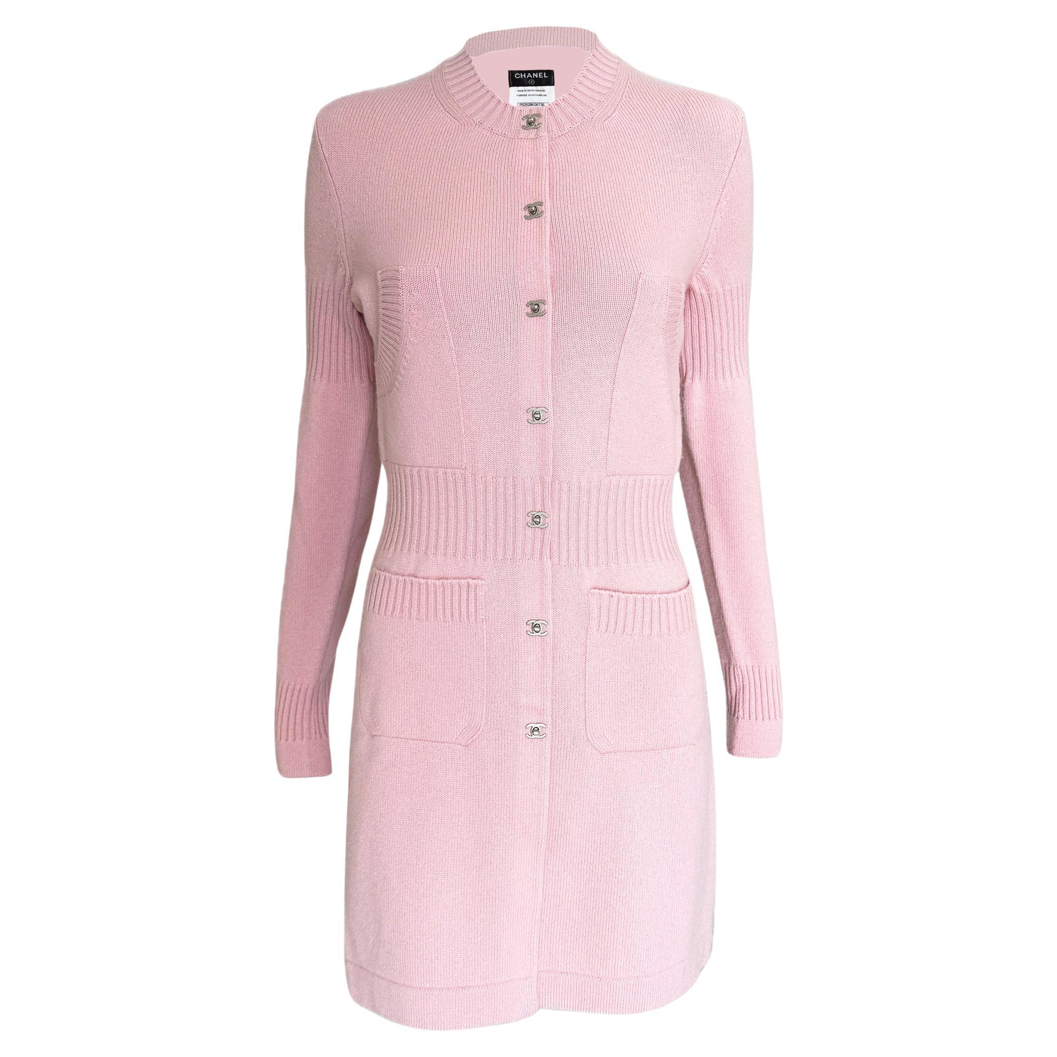 Chanel Iconic CC Turlock Strickjacke in Pastellrosa 36 FR