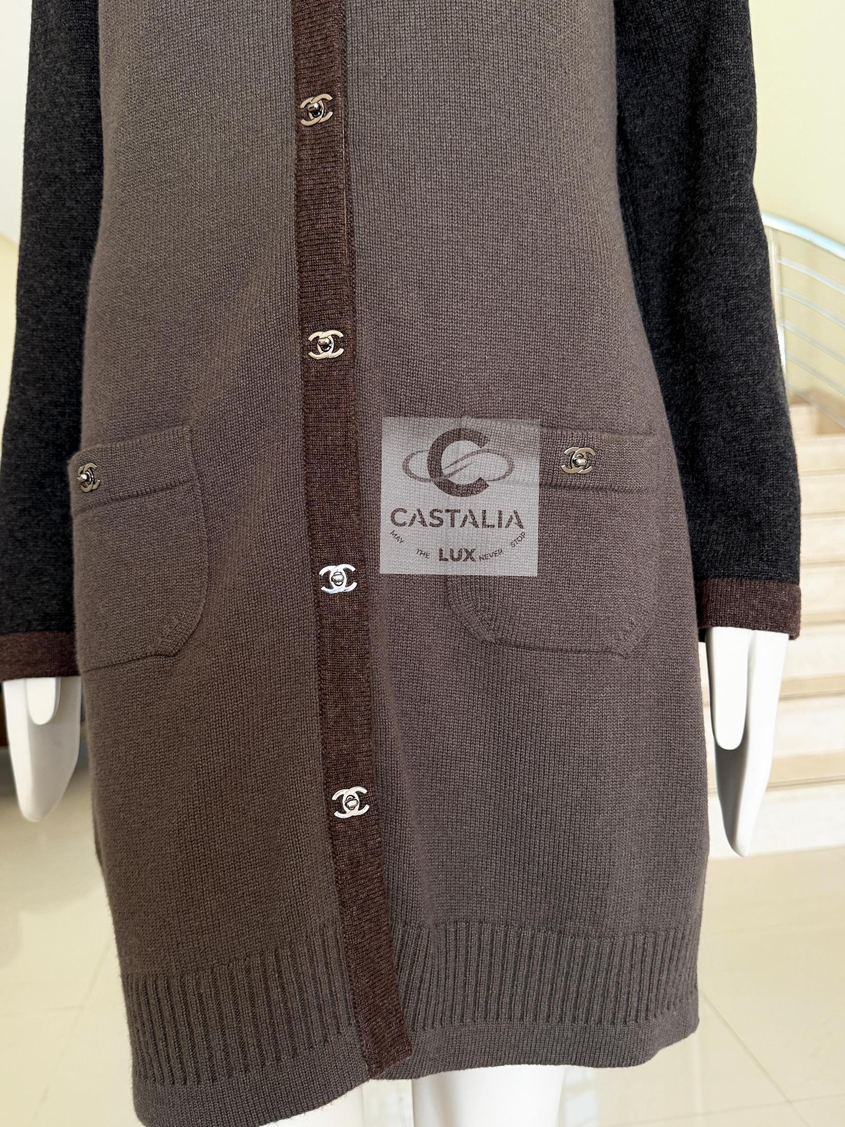 Chanel Iconic CC Turnlock Beige Cashmere Cardigan 34 FR 8