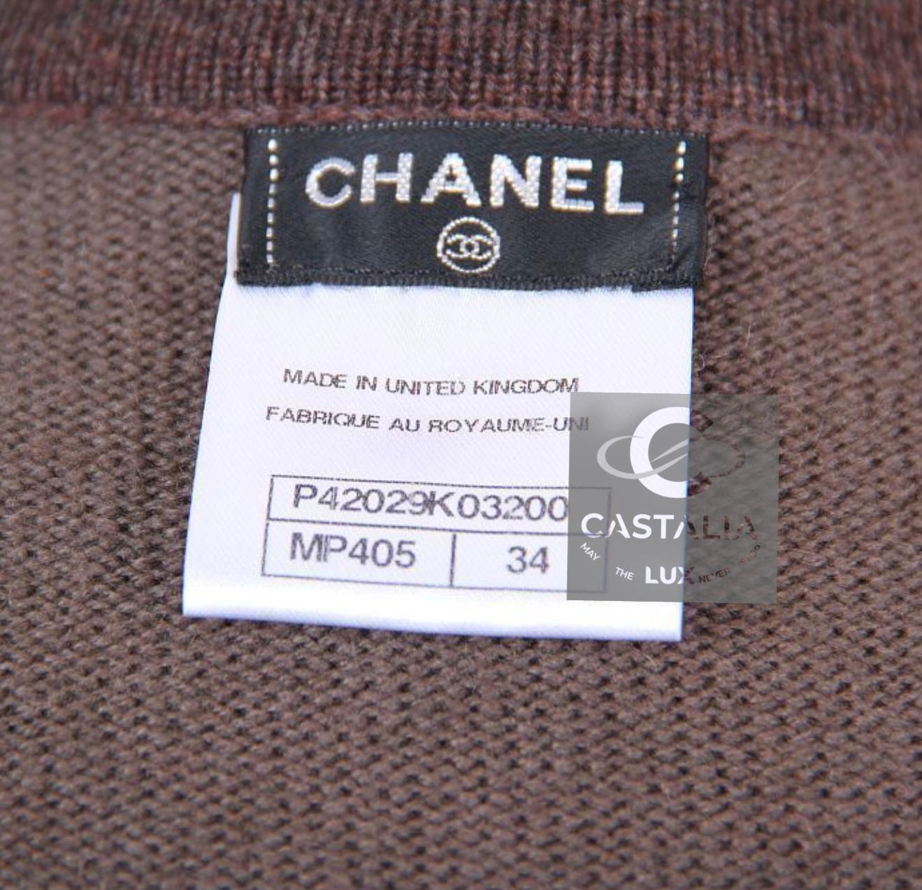 Chanel Iconic CC Turnlock Beige Cashmere Cardigan 34 FR 11