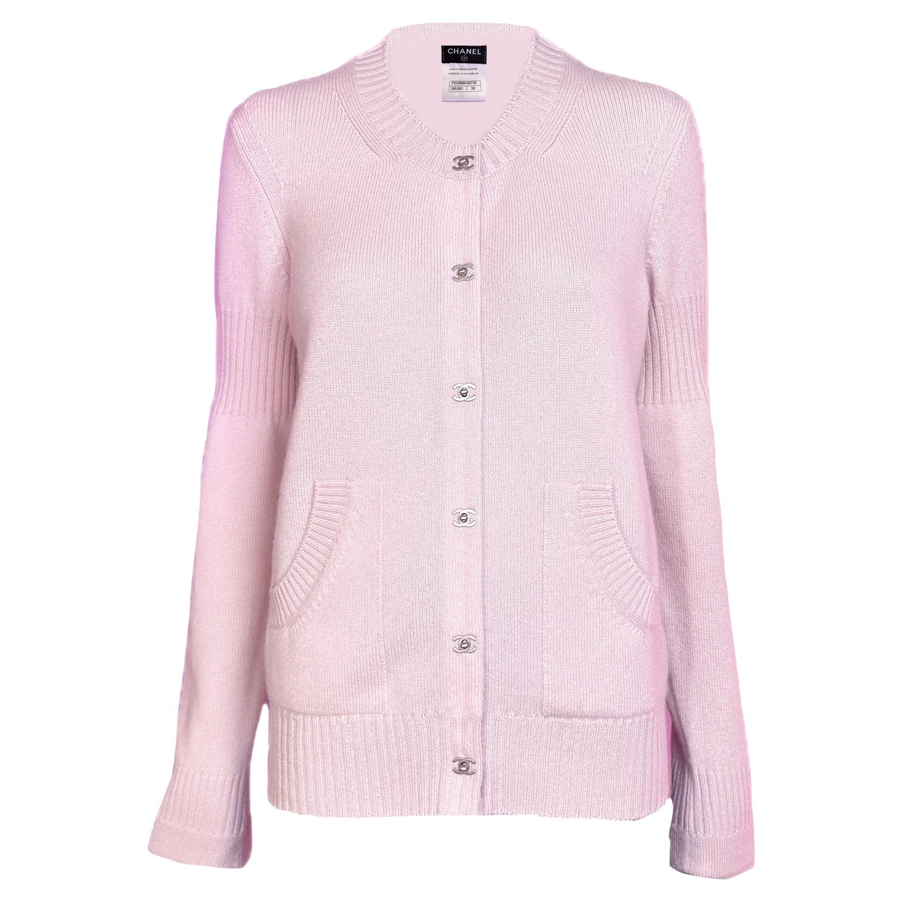 Chanel Iconic CC Turnlock Cardigan in Blush Pink 40 FR