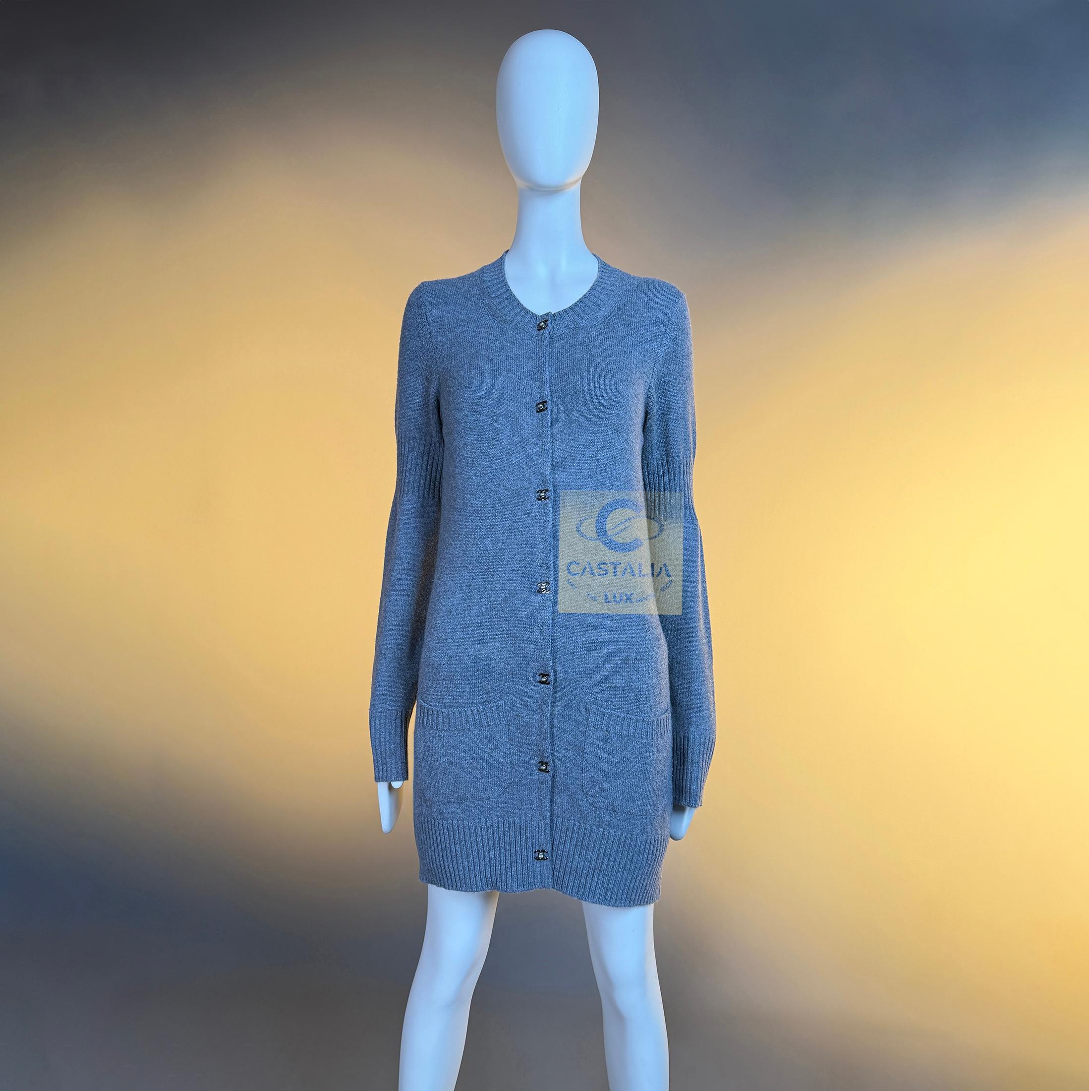 CHANEL Iconic CC Turnlock Grau Strickjacke 36 FR (Violett) im Angebot