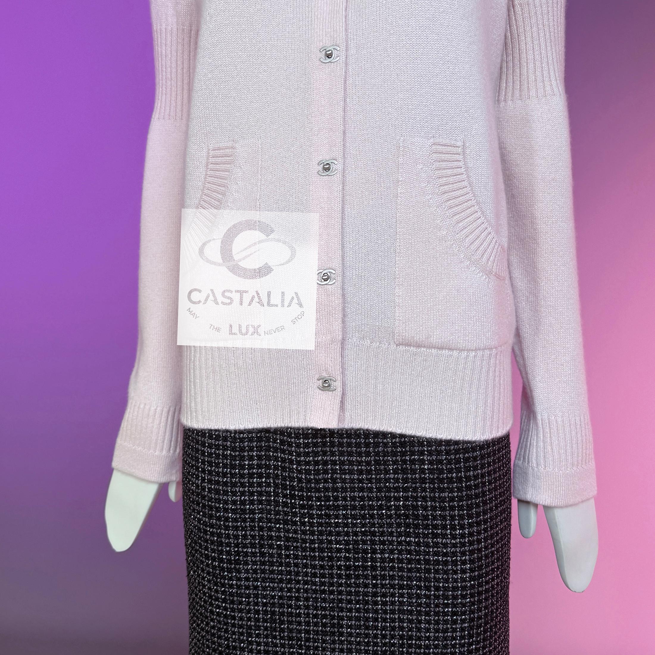 Chanel Iconic CC Turnlocks Cárdigan rosa rubor 40 FR 6