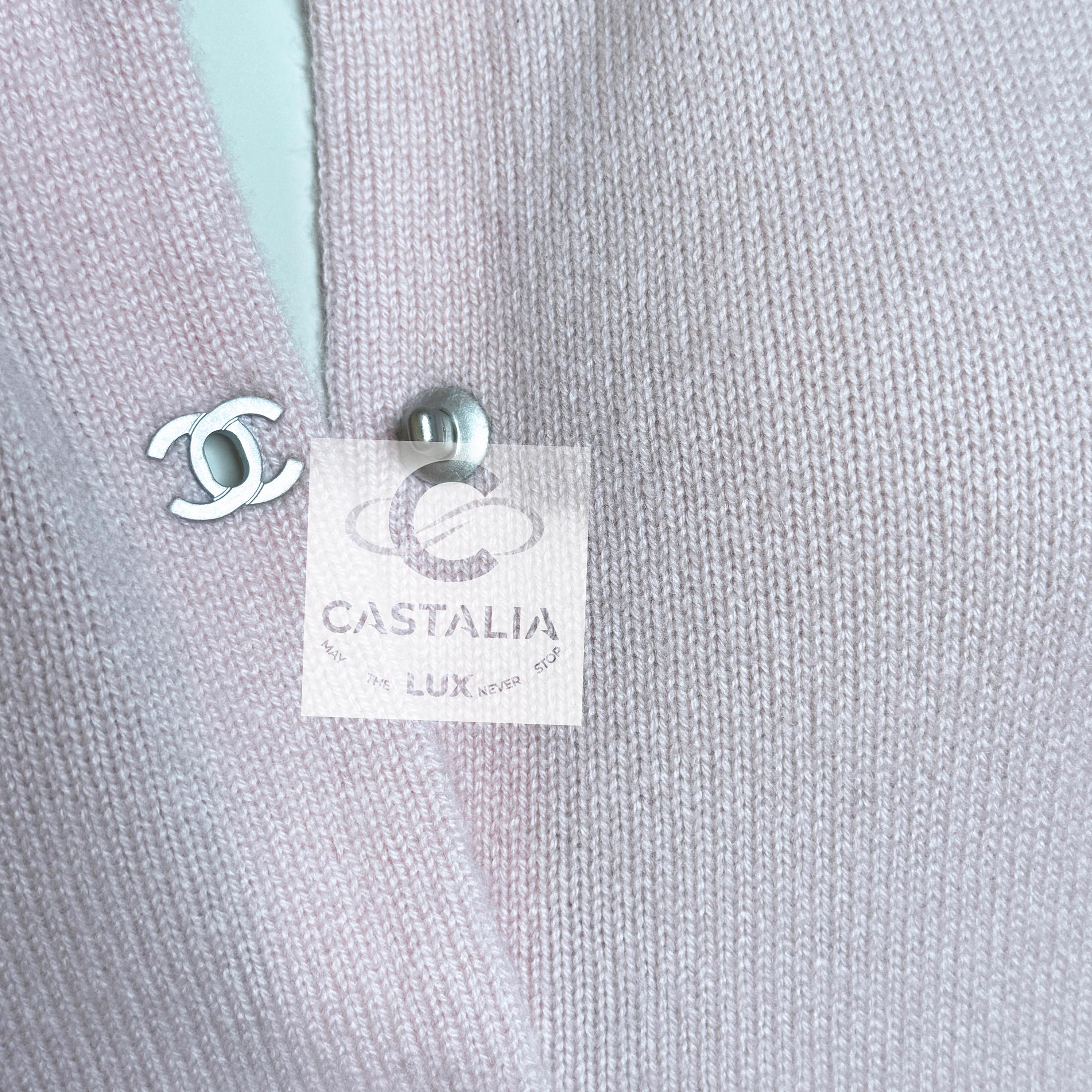 Chanel Iconic CC Turnlocks Cárdigan rosa rubor 40 FR 2