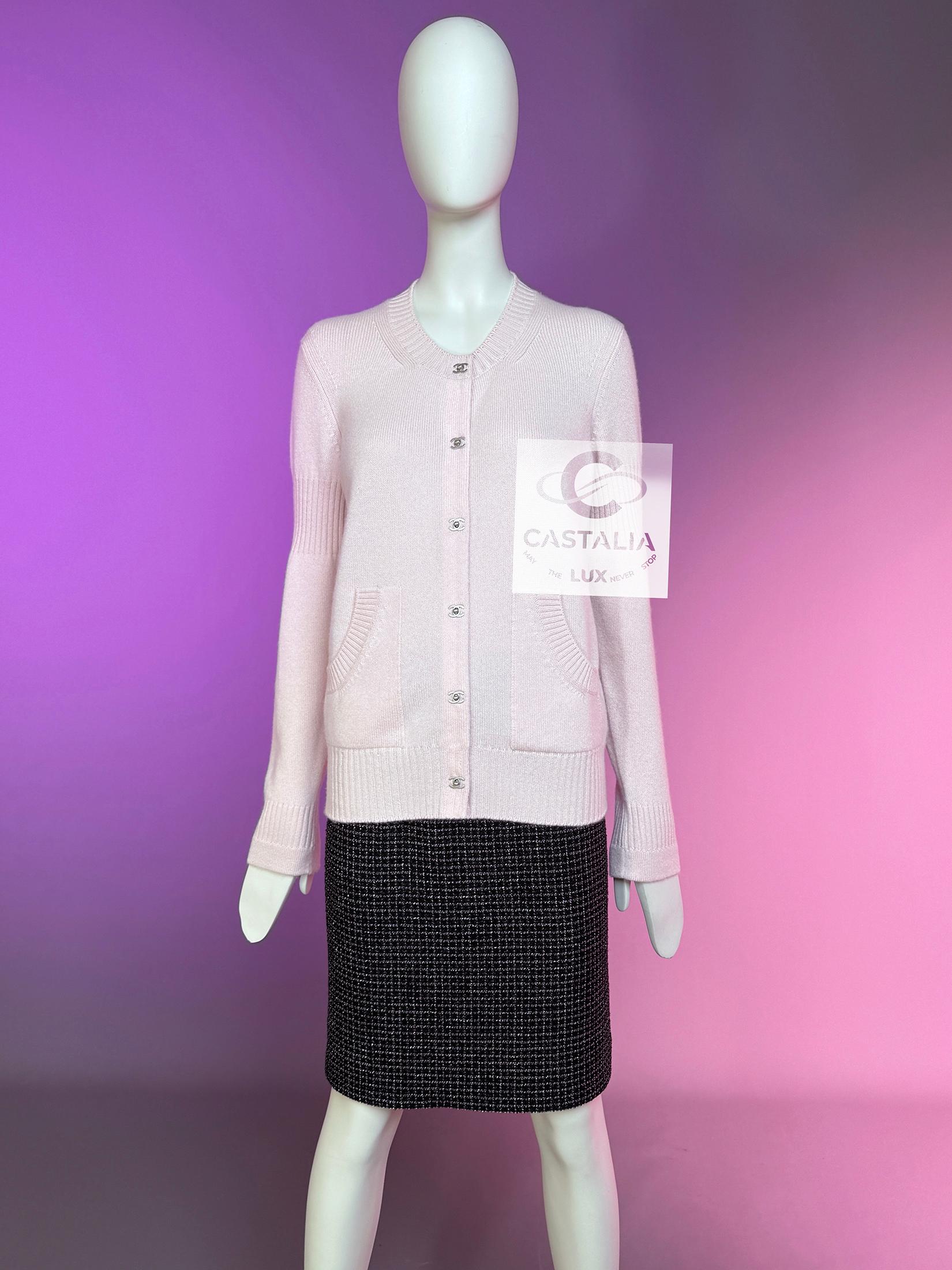 Chanel Iconic CC Turnlocks Cárdigan rosa rubor 40 FR 3