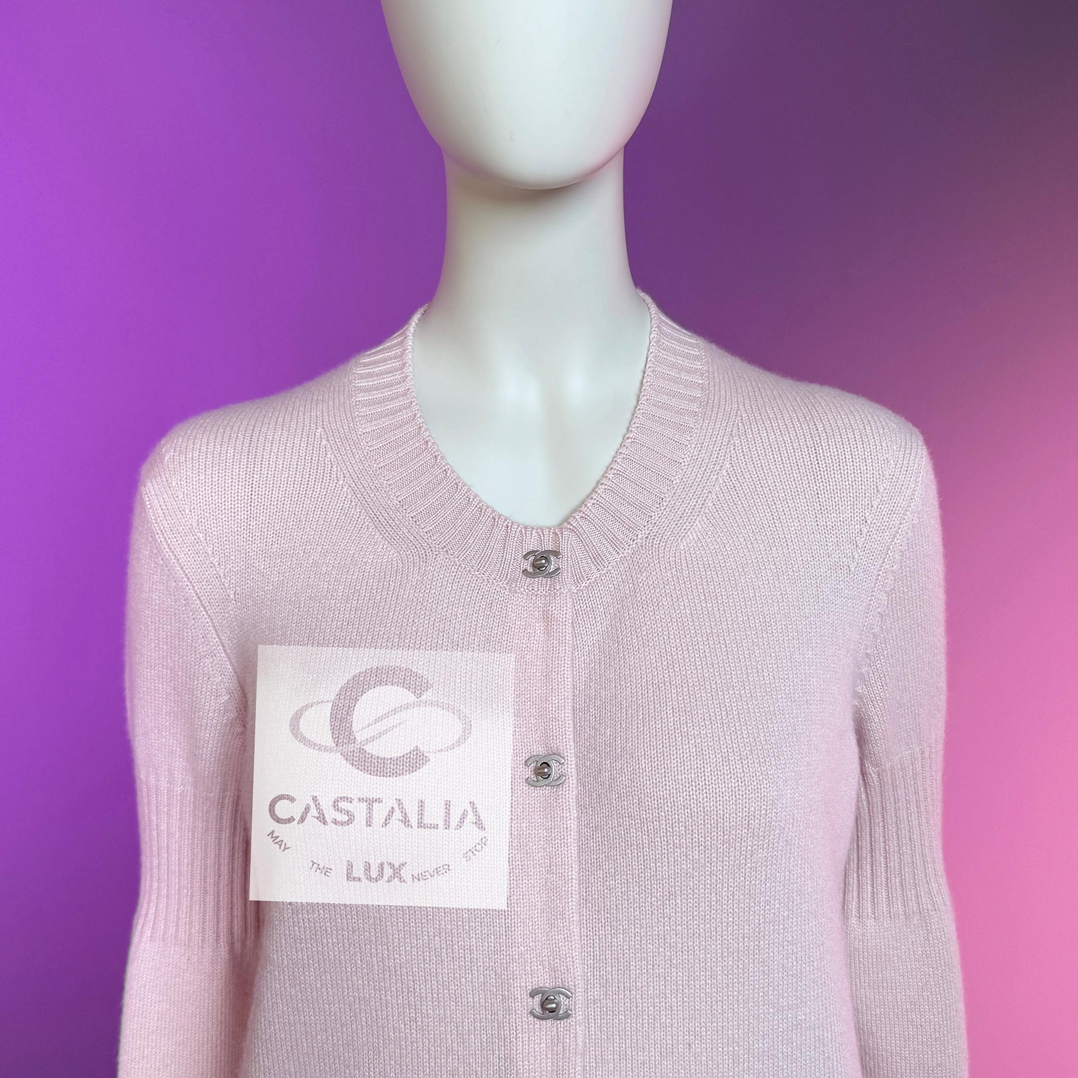 Chanel Iconic CC Turnlocks Cárdigan rosa rubor 40 FR 4