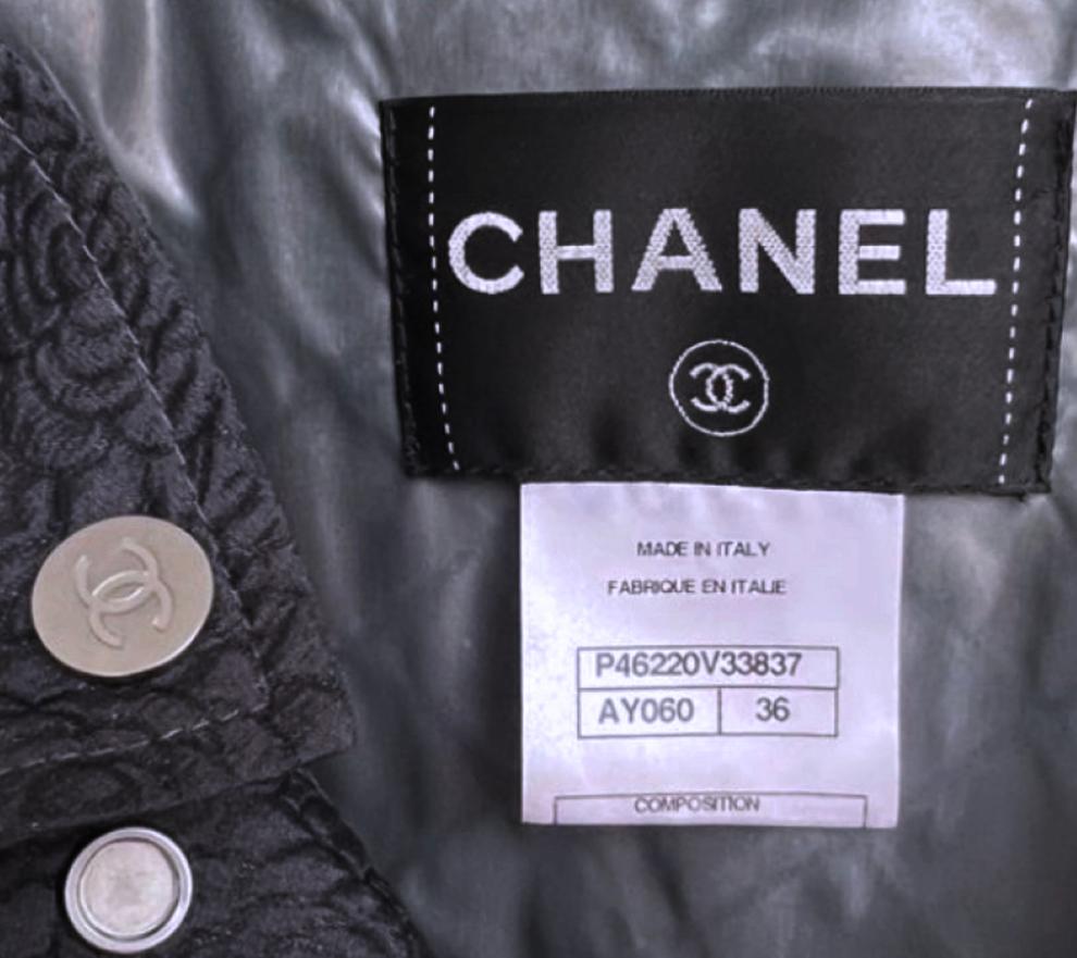 Chanel Iconic Cocoon Coat with Camellias Pattern 36 FR 2