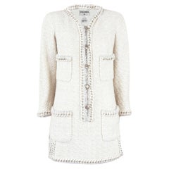 Chanel Iconic Ecru Tweed Dress with Chain Link Trim 44 FR