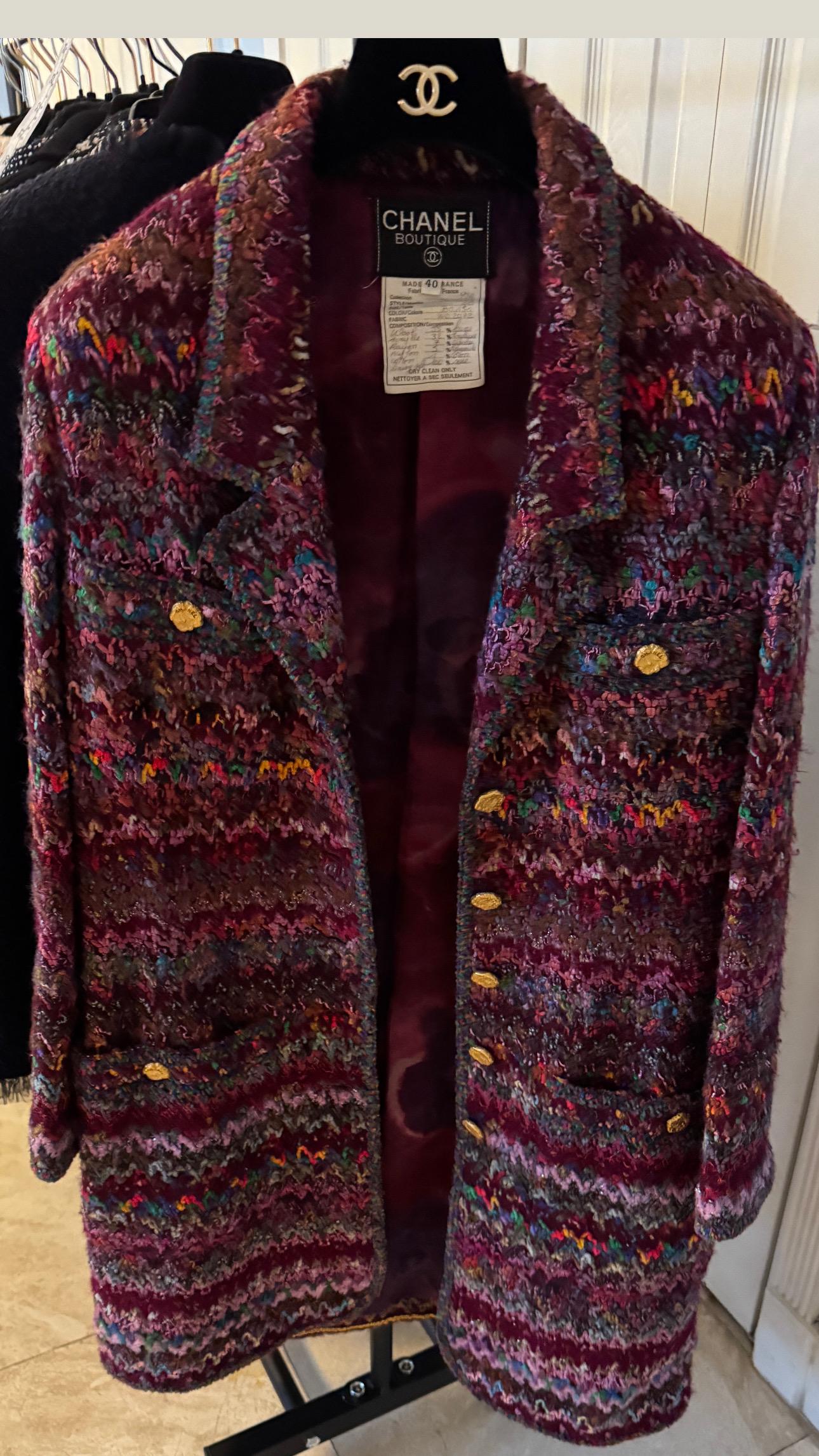 Chanel Iconic Fantasy Tweed Runway Coat 1993 Herbst im Angebot 4