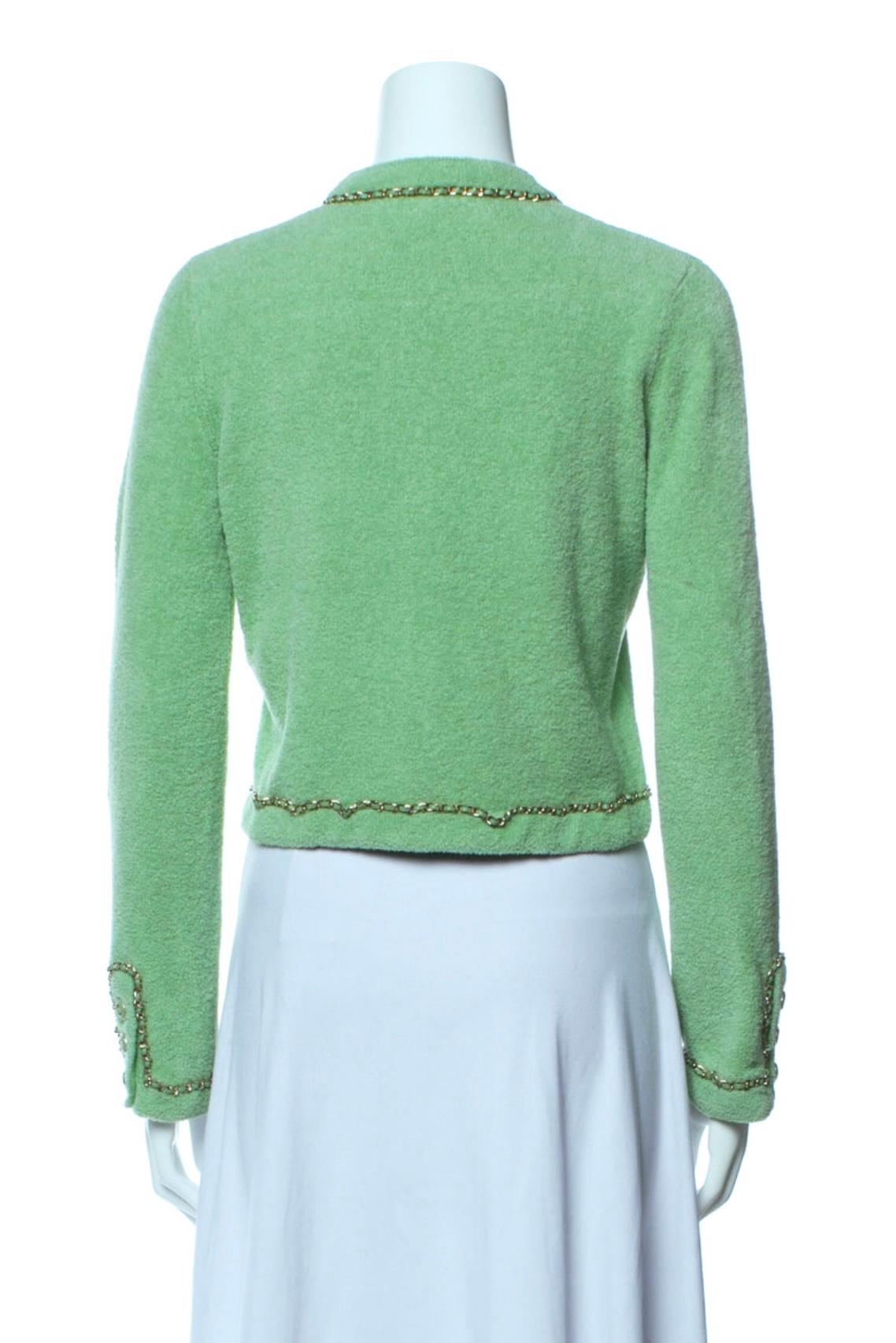 Chanel Iconic Fluffy Jacket with Chain Link Trim 6