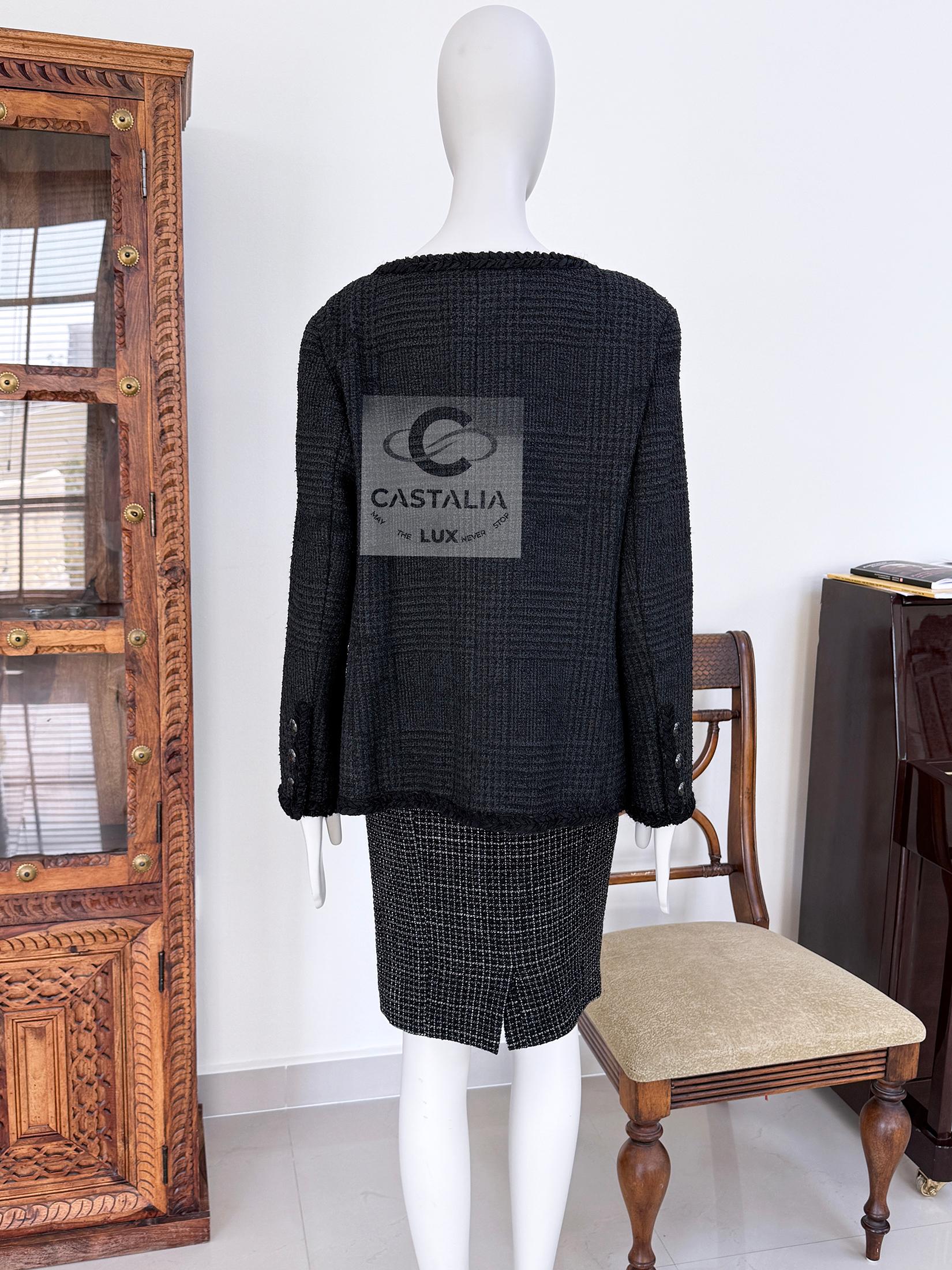 Chanel Iconic Globalization Ad Campaign Black Tweed Jacket 42 FR 11