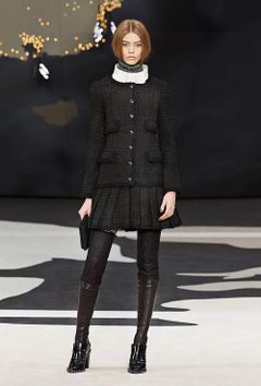 CHANEL Iconic Globalisierung Ad-Kampagne Schwarz Tweed Jacke 42 FR