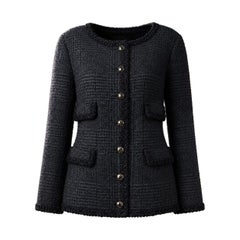 CHANEL Iconic Globalization Ad Campaign Black Tweed Jacket 42 FR