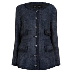 CHANEL Iconic Globalisierung Ad-Kampagne Schwarz Tweed Jacke 42 FR