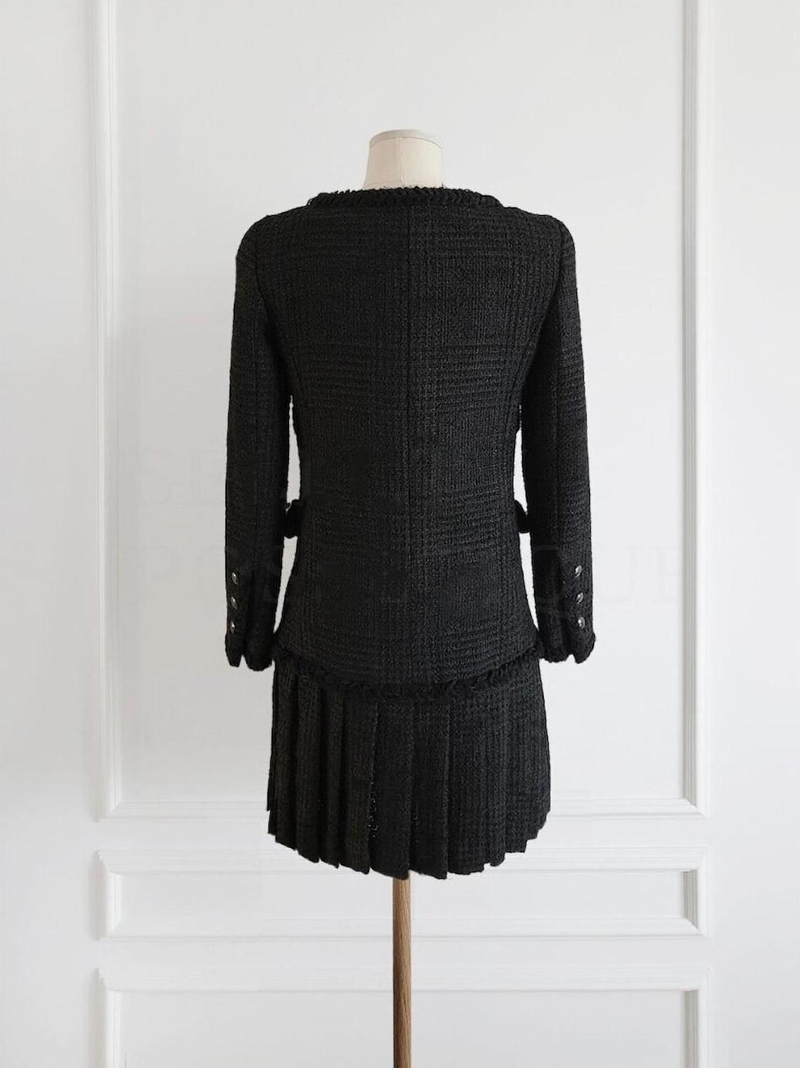 Chanel Iconic Globalization Black Pleated Jacket Dress 7
