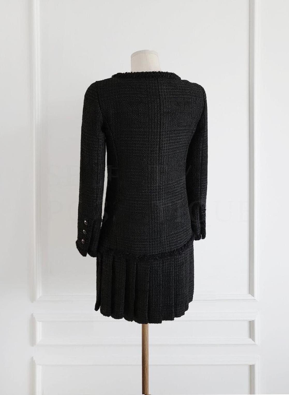 Chanel Iconic Globalization Black Pleated Jacket Dress 8