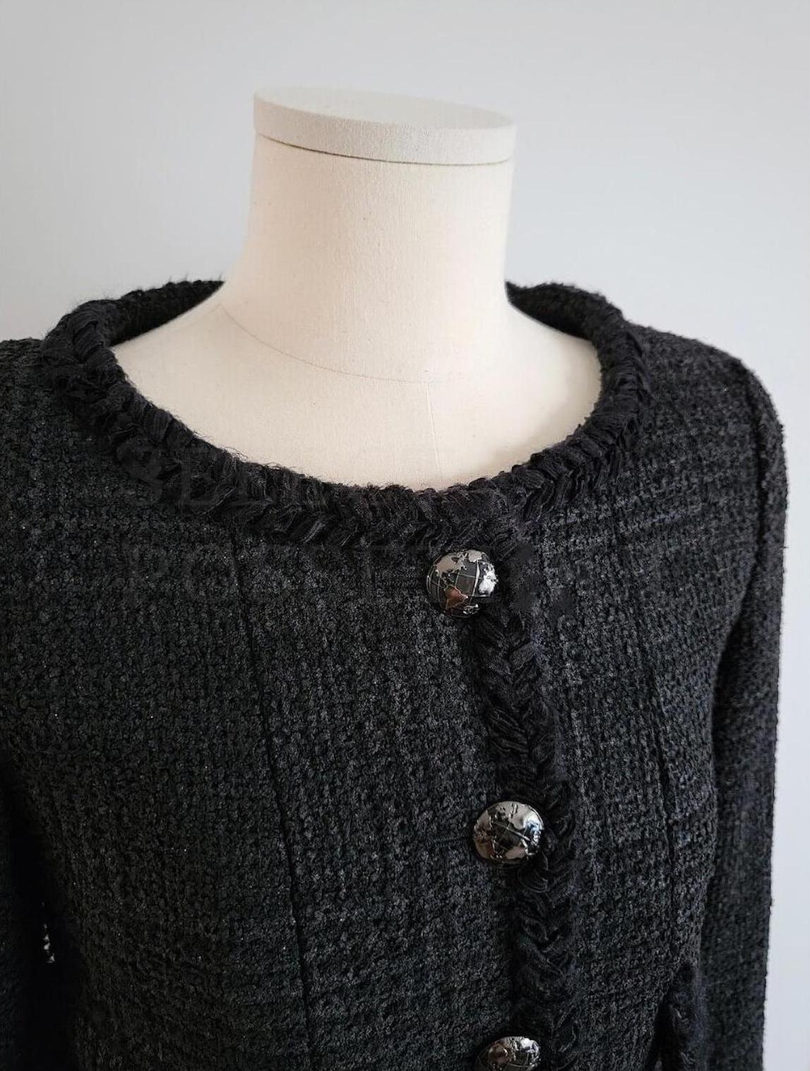 Chanel Iconic Globalization Black Pleated Jacket Dress 9