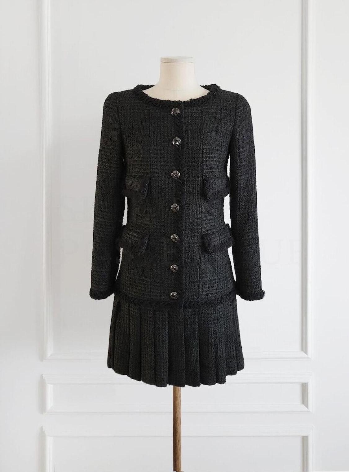 Chanel Iconic Globalization Black Pleated Jacket Dress 1