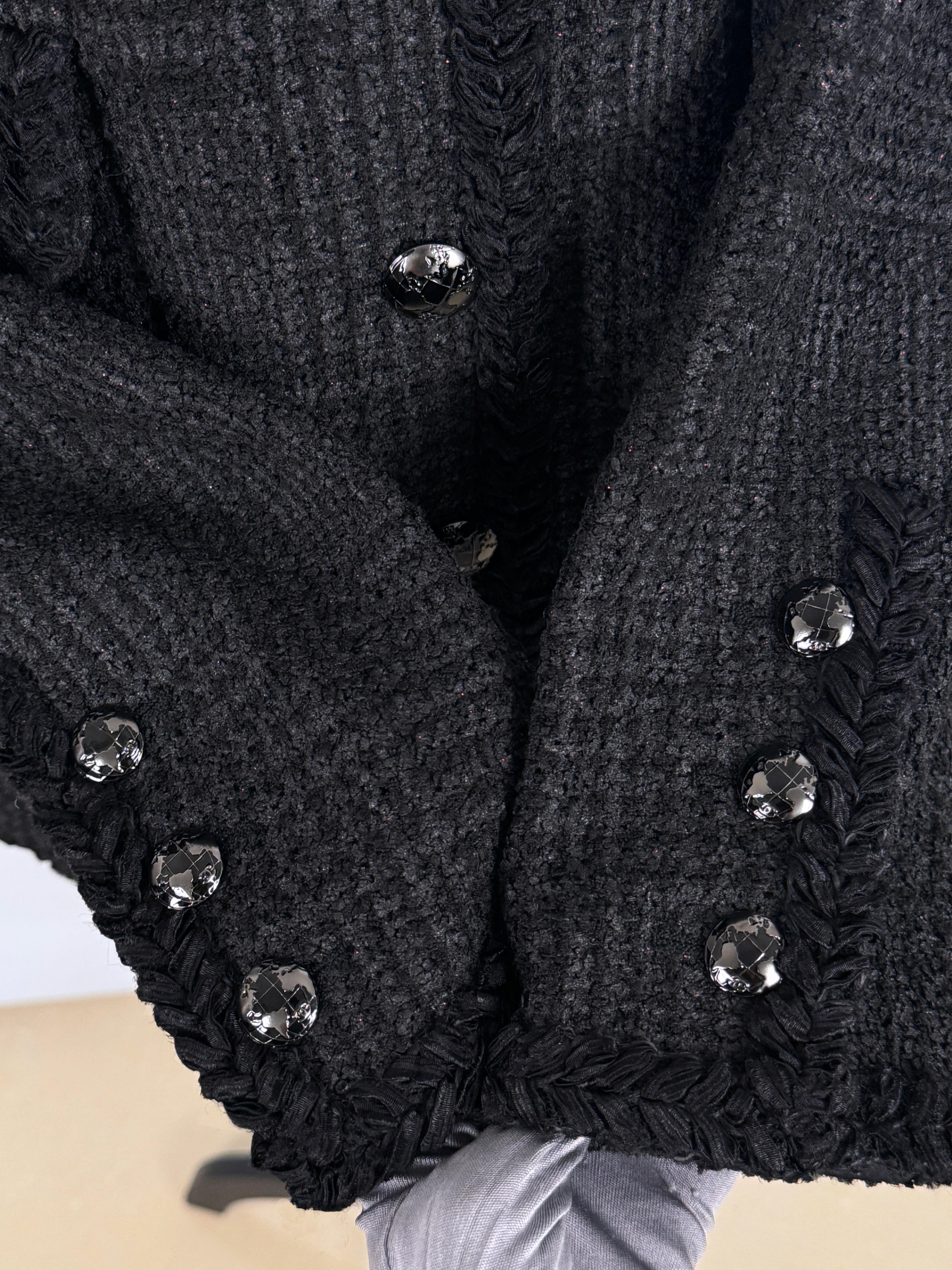 Chanel Iconic Globalization Black Pleated Jacket Dress 6