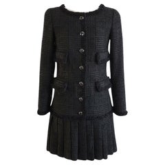 Chanel Iconic Globalization Black Pleated Jacket Dress