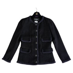 Chanel Iconic Globalization Black Tweed Jacket 44 FR