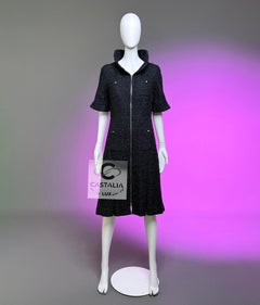 CHANEL Iconic Globalization Black Tweed Jacket Dress 40 FR