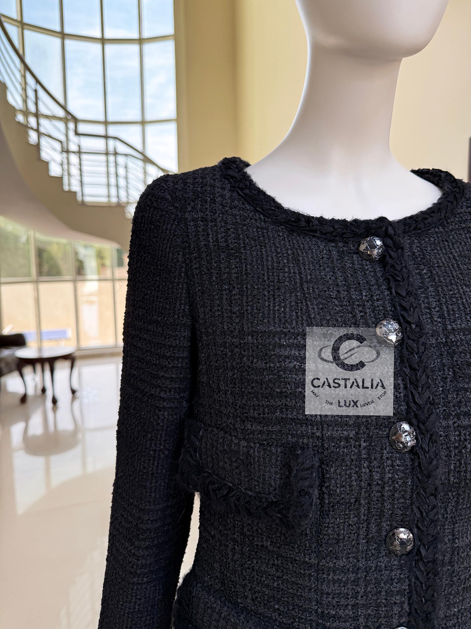 Chanel New Globalization Ad Campaign Black Tweed Jacket Dress 36 FR 7