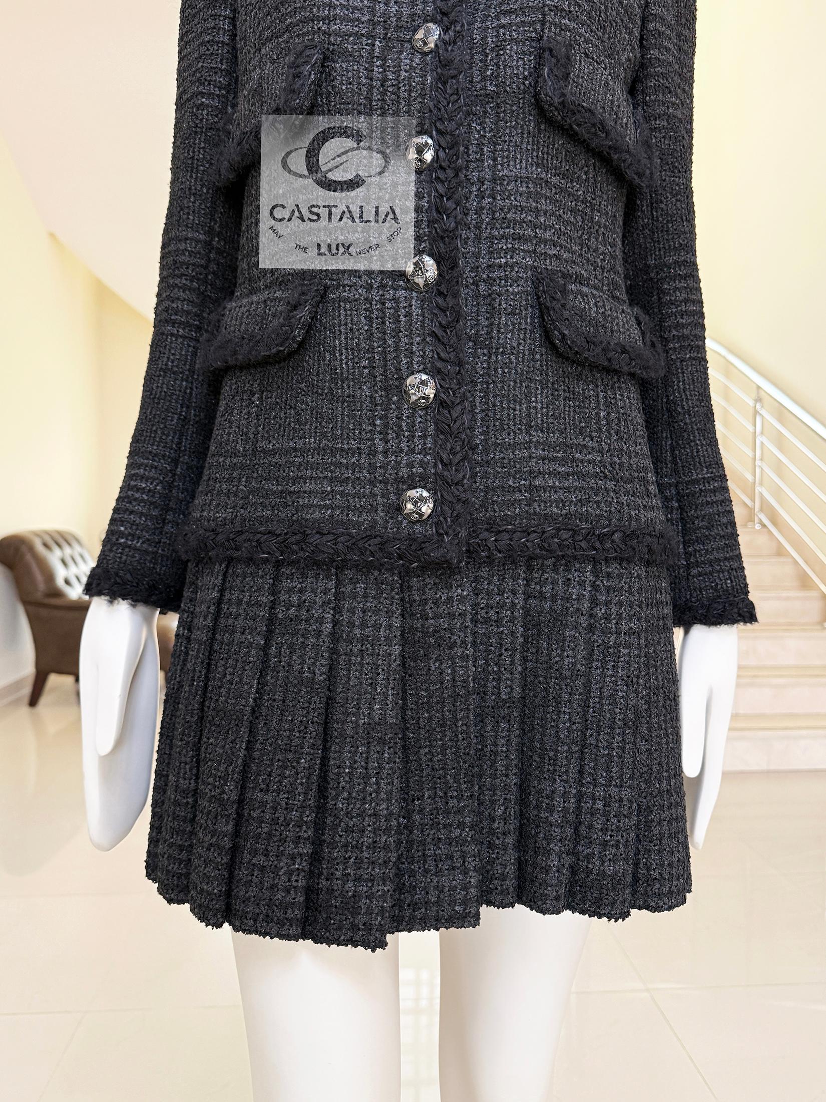 Chanel New Globalization Ad Campaign Black Tweed Jacket Dress 36 FR 8