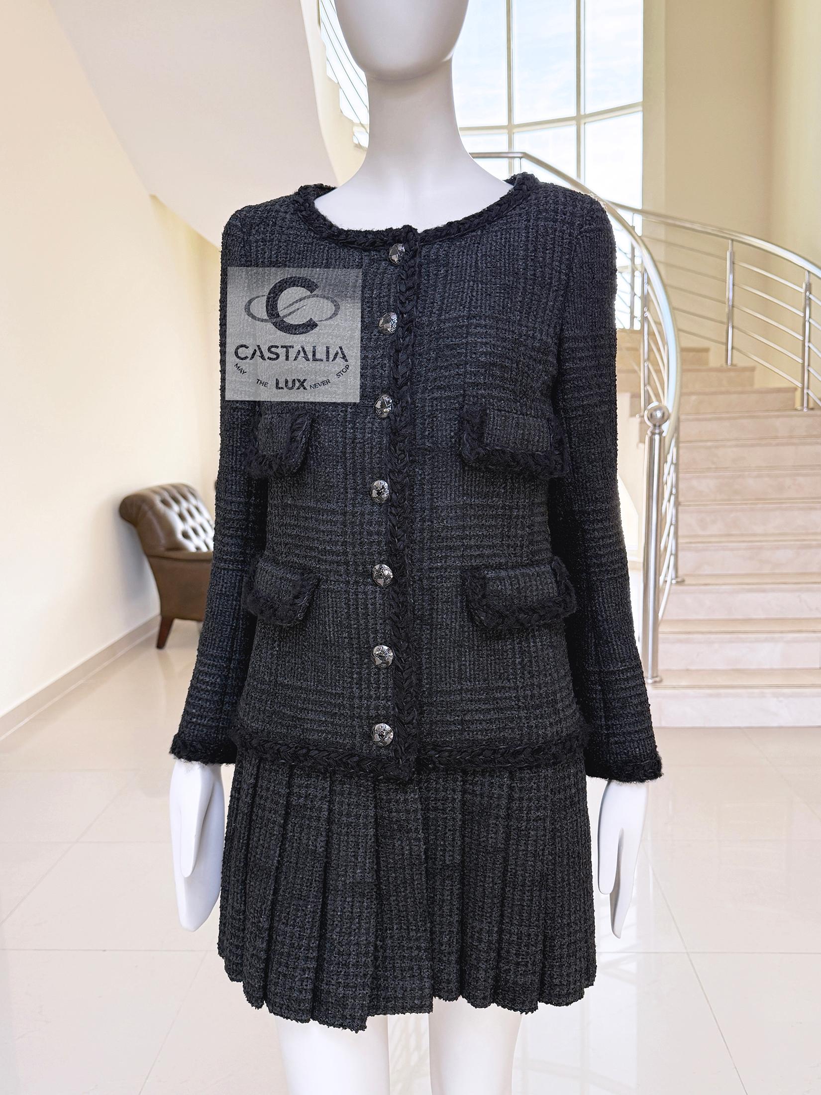 Chanel New Globalization Ad Campaign Black Tweed Jacket Dress 36 FR 9