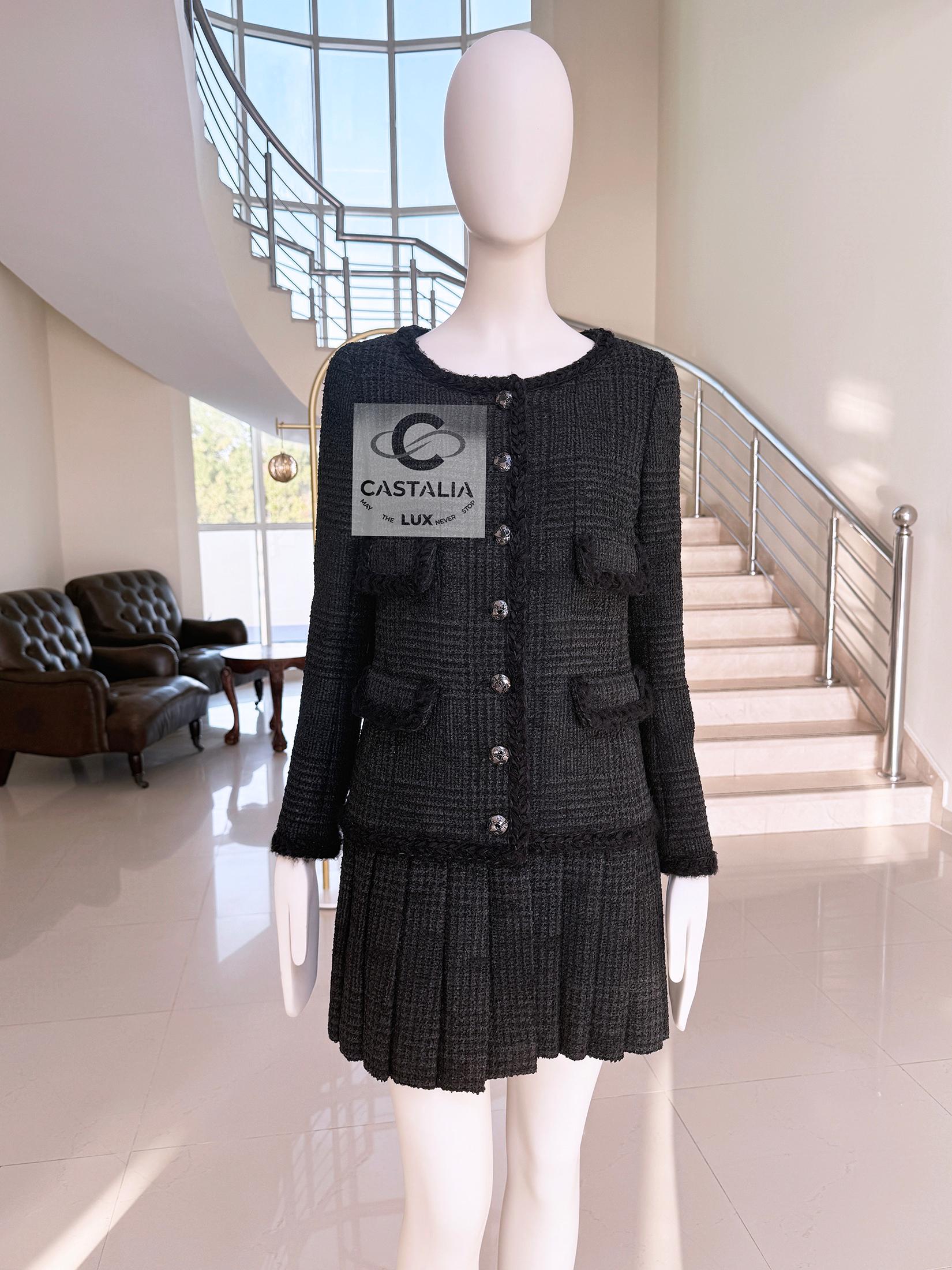Chanel New Globalization Ad Campaign Black Tweed Jacket Dress 36 FR 10