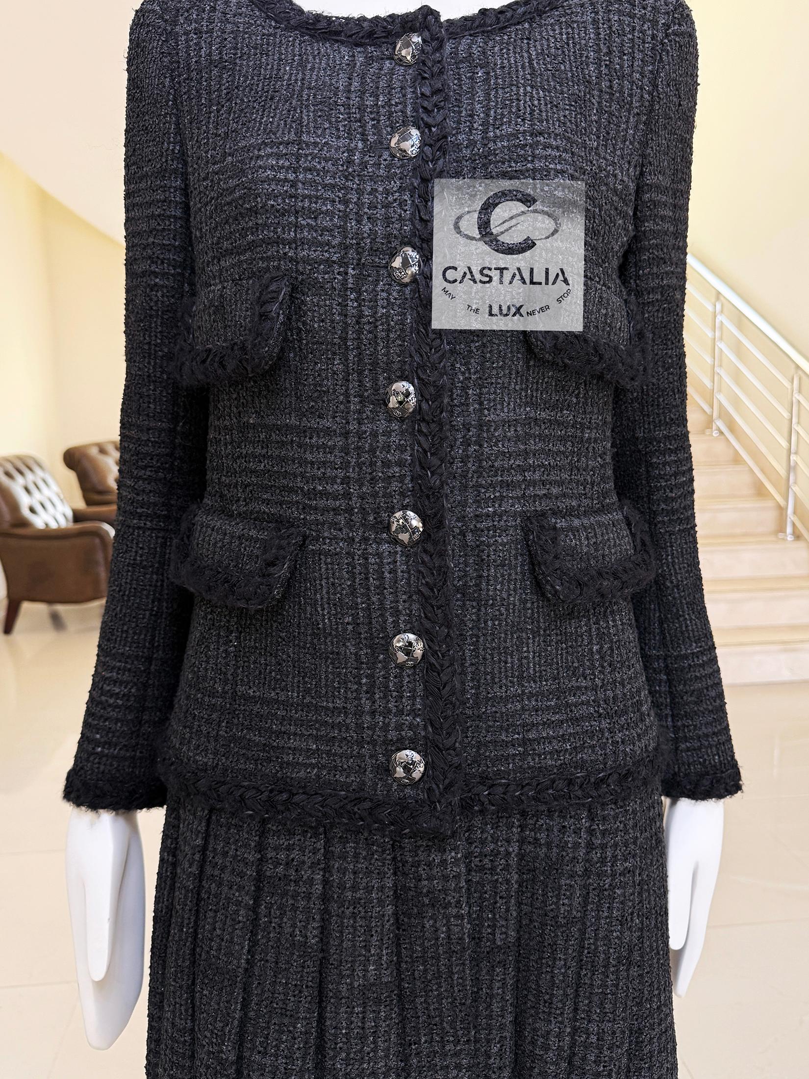 Chanel New Globalization Ad Campaign Black Tweed Jacket Dress 36 FR 11