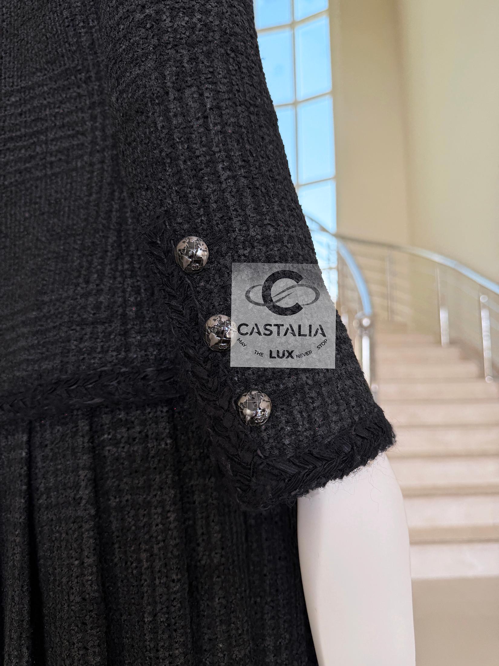 Chanel New Globalization Ad Campaign Black Tweed Jacket Dress 36 FR 13