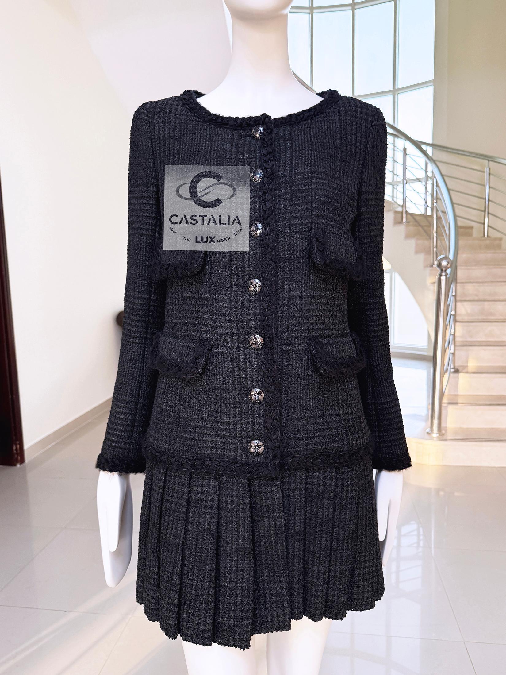 Chanel New Globalization Ad Campaign Black Tweed Jacket Dress 36 FR 4