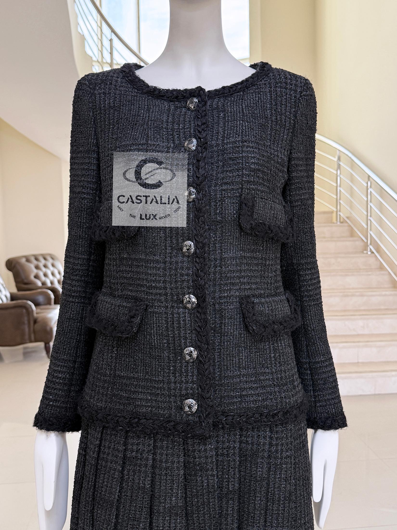 Chanel New Globalization Ad Campaign Black Tweed Jacket Dress 36 FR 5