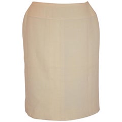 Chanel Iconic Ivory Wool Boucle Zippered Skirt