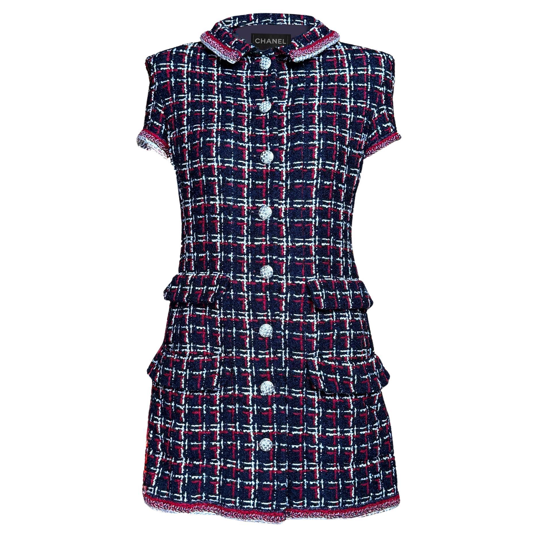 CHANEL Iconic Jennie Kim Style Tweed Jacket Dress 34 FR For Sale